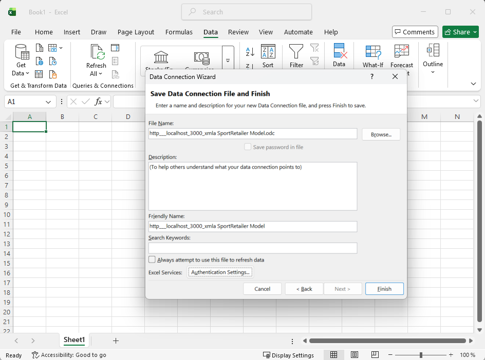 Finalizing the data source